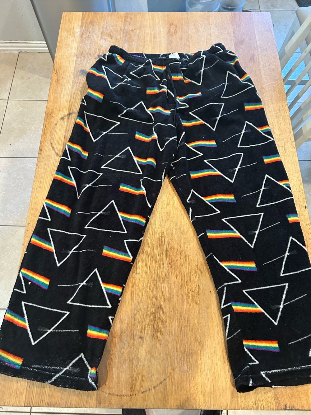 Pink Floyd Black Sweatpants with Rainbow Prism Triangles